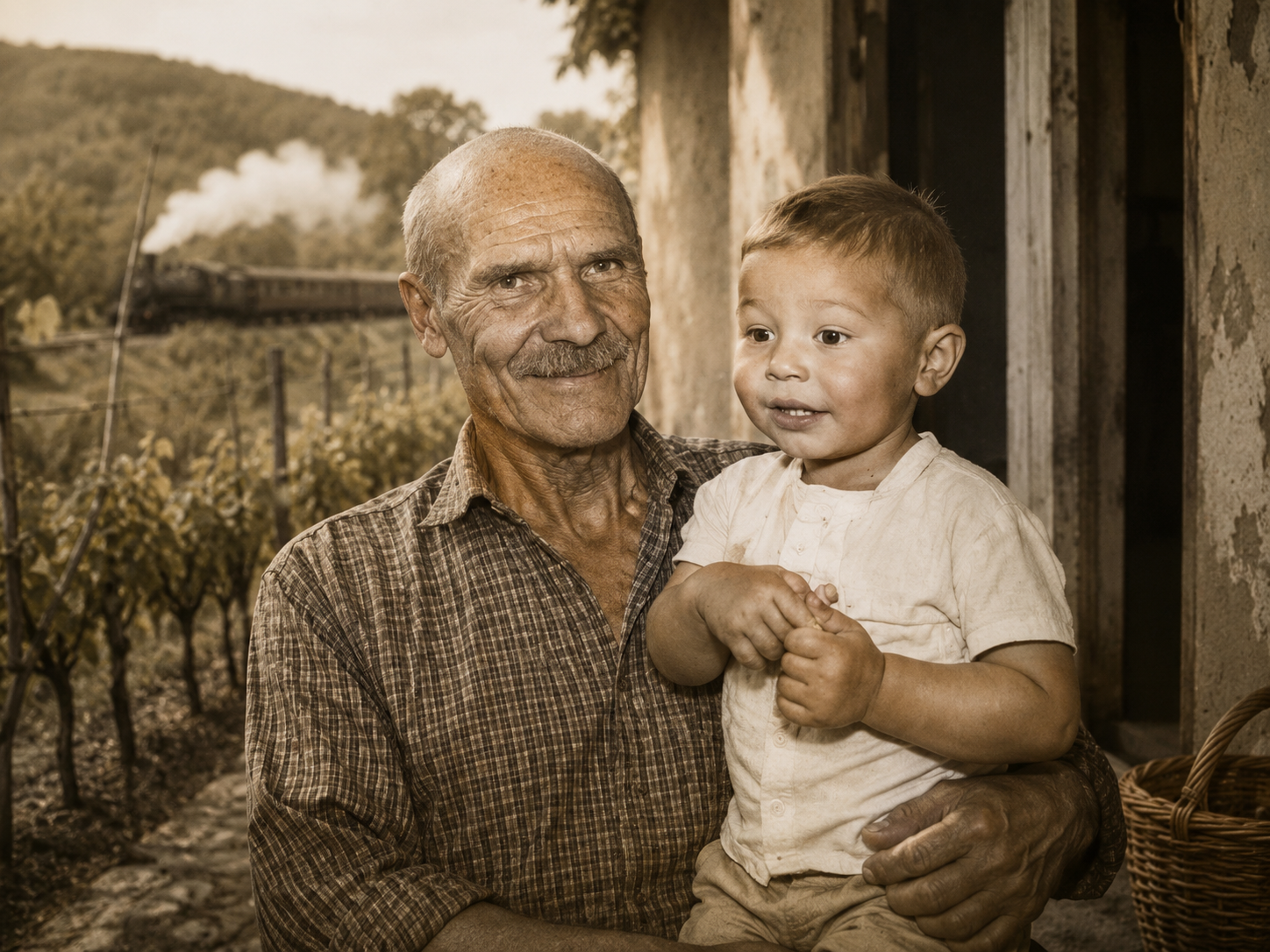 Father and grandfather in rural Romania