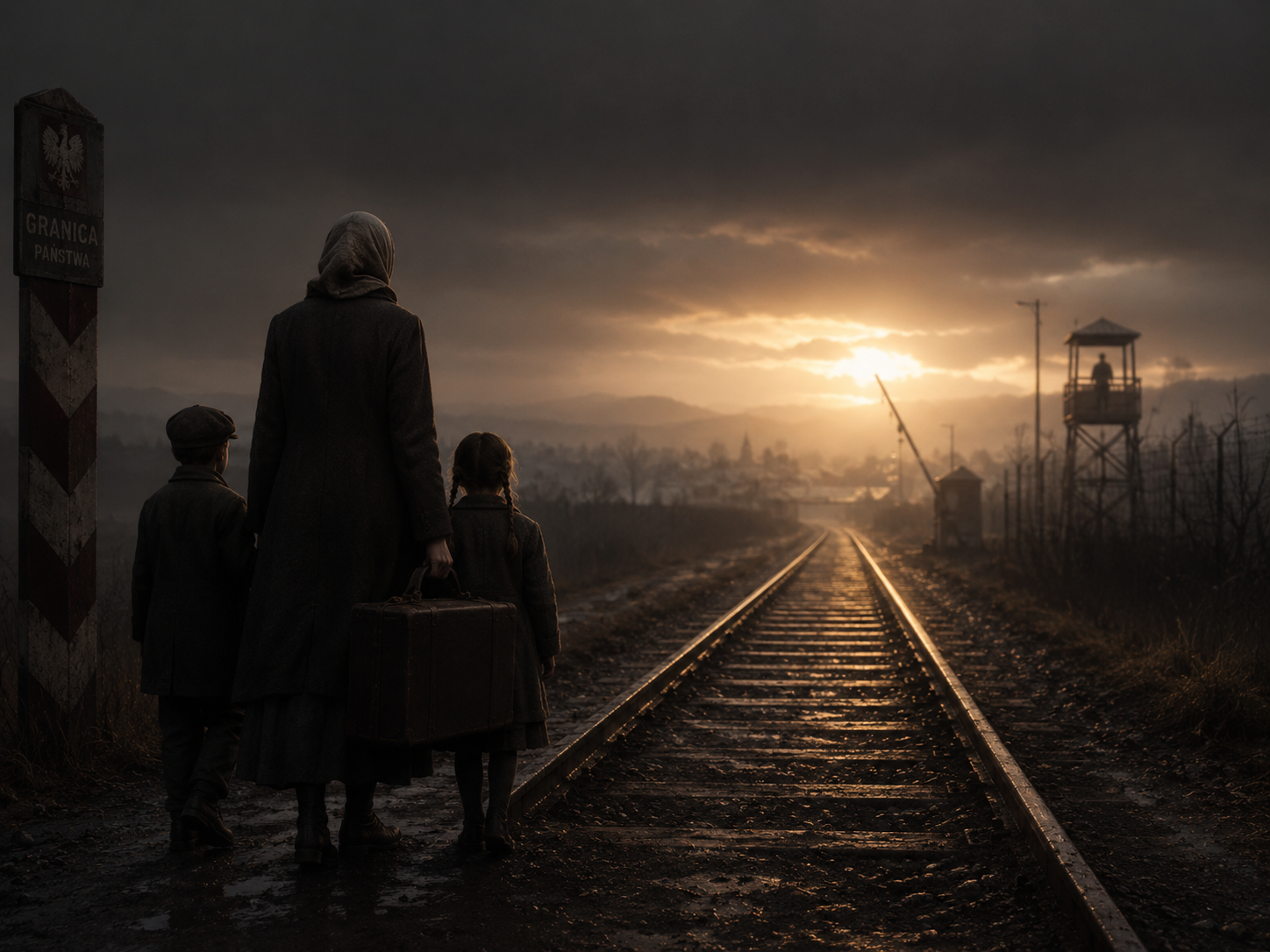 Escape and asylum symbolised through border crossing and railway tracks